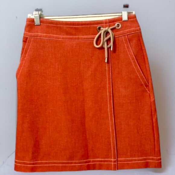 Ann Taylor Chambray Nautical Wrap A Line Skirt, Women's Size 4 - Picture 10 of 11